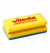 Губка Vileda Professional Деликатная, 16.5х13см, желтая, синий абразив, 535895